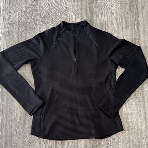 Lululemon Athletica Ventscape long sleeve Black Textured Half-Zip Top sz 12
